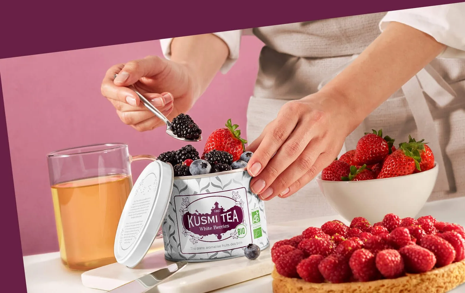 Boîte métal Thé Blanc Bio Kusmi Tea aromatisé Fruit des Bois