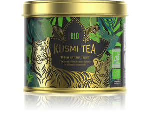 Boîte Kusmi Tea Bio Tchaï of the Tiger + Thé noir bio à la bergamote et au citron aromatisé à la fleur d'oranger
