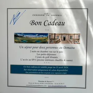 Nuit hotel en lozère au Domaine de Barres 2 Nuits + 3 jours de golf et spa