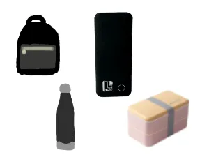 Sac à dos + gourde + boite Bento + batterie externe