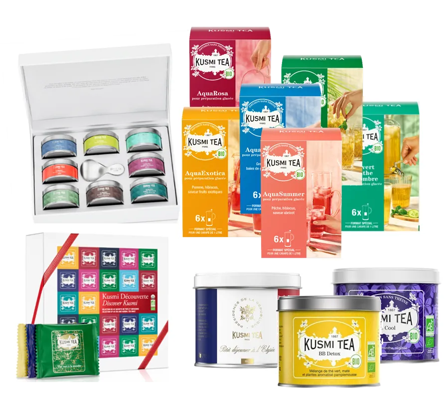Coffrets KUSMI TEA accompagnés de sachets