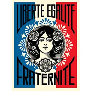Edition offset signée de « Liberté Egalité Fraternité » de Shepard Fairey