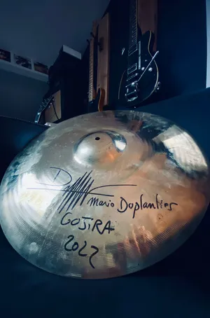 A Cymbal from Gojira signed by Mario Duplantier