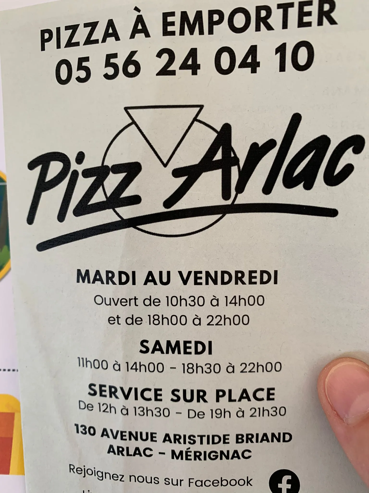 1 Pizza à 15€ offerte Pizzeria Arlac