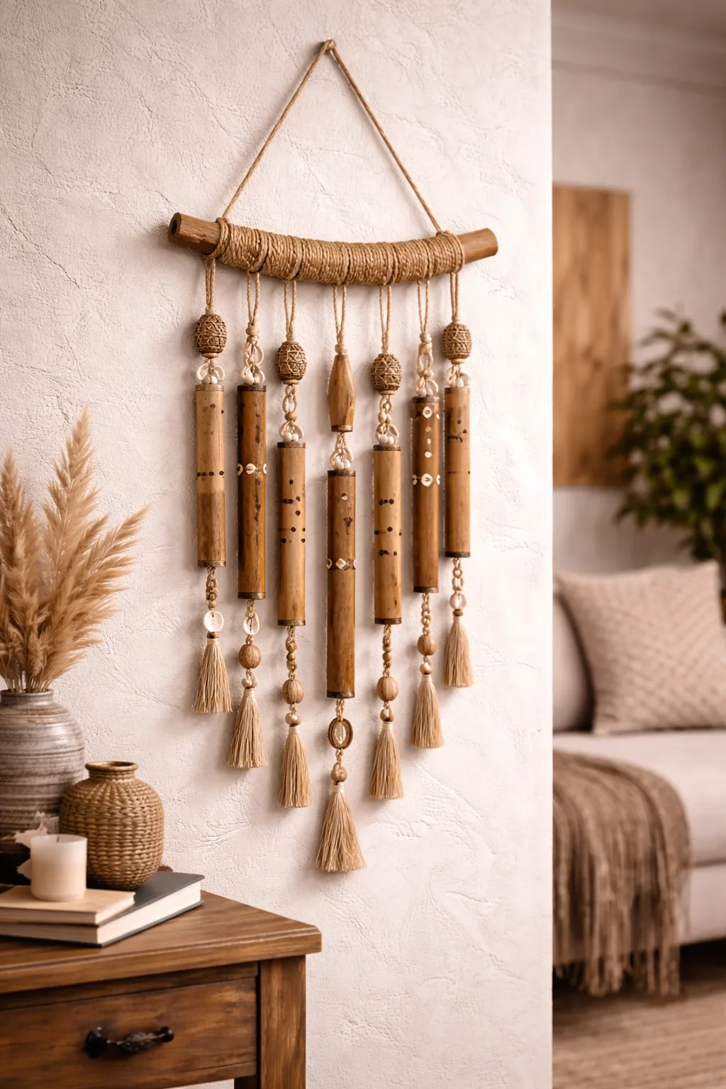 Un pendant en bambou décoratif