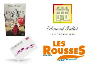 Lot vacances : 4 pots de moutarde Edmond Fallot + livre adulte +  1 pass journée acheté = 1 pass journée offert  aux Rousses + Carte TER Tarif réduit 26 ans