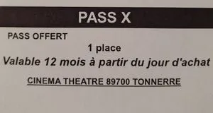 2 places de cinéma au cinéma-théâtre de Tonnerre, valable jusqu'au 1er mai 2023