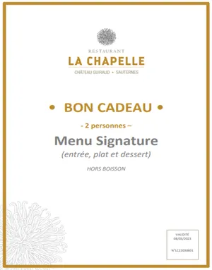 Carte cadeaux Restaurant LA CHAPELLE