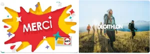 Carte cadeaux Decathlon, Fnac, Darty (au choix)
